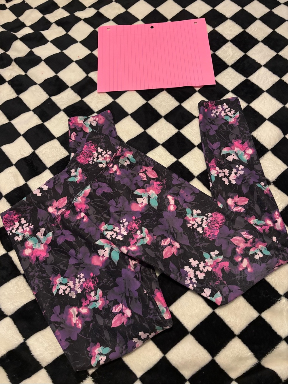 Girls' large 10/12 Floral Black and Purple active pants